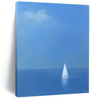 Solitary Sailboat at Sea - Calming Nautical Abstract Painting GAB0413