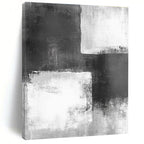 Black - White Abstract Squares Painting with Geometric Intrigue WINK421