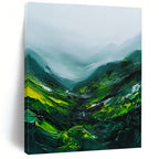 Misty Green Mountains Abstract Painting for Nature - Inspired Retreats GAB1070