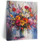 Impasto - Style Vibrant Flower Bouquet Abstract Painting for Lively Spaces HENG260