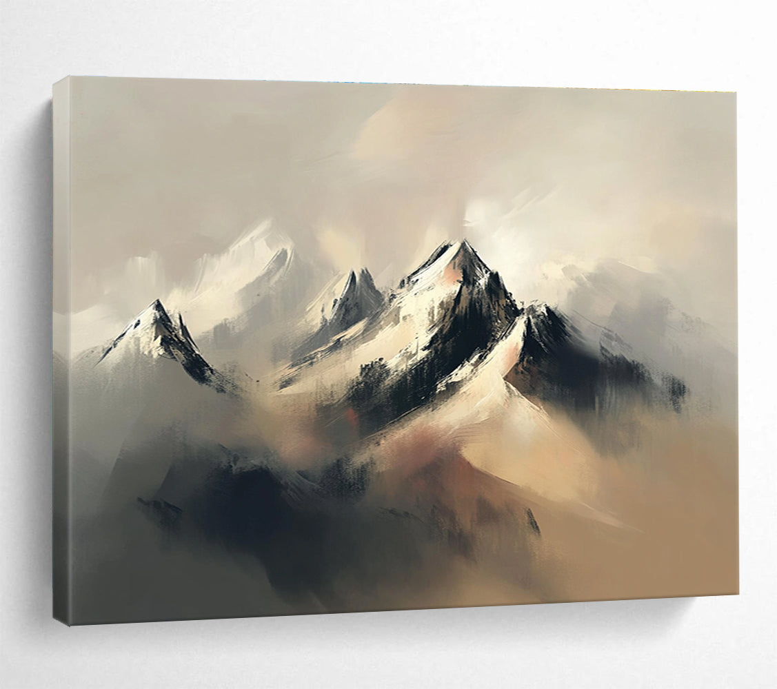 Misty Mountain Abstract Painting with Majestic, Ethereal Beauty ABS459