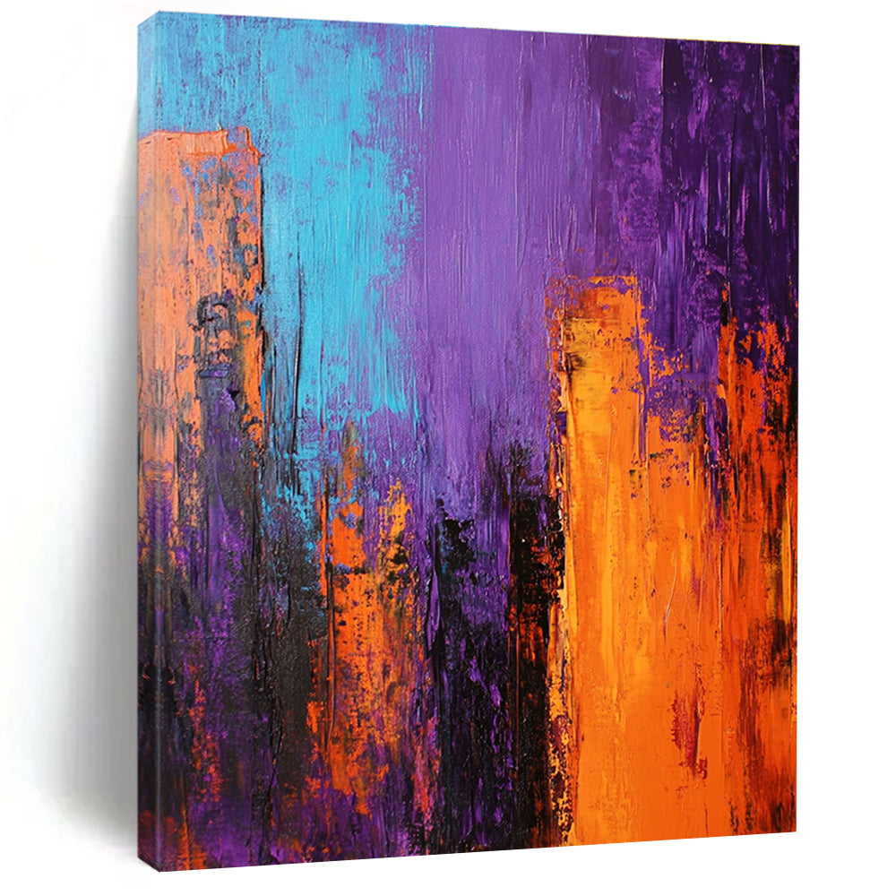 Purple Orange City Abstract Painting with Urban Energy WINK571
