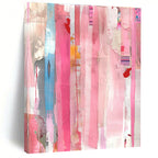 Colorful Striped Collage Abstract Painting with Dynamic Rhythm WINK258