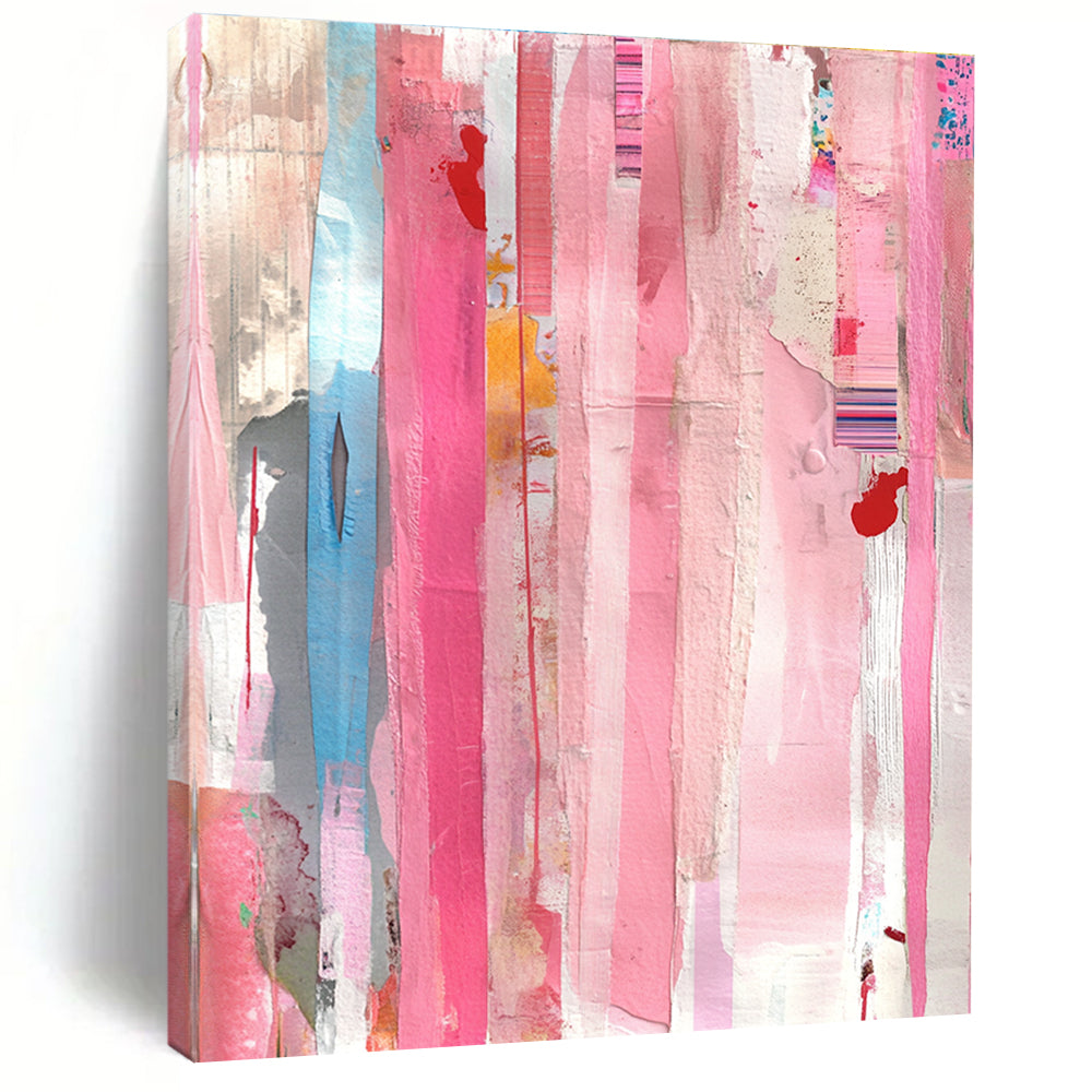Colorful Striped Collage Abstract Painting with Dynamic Rhythm WINK258