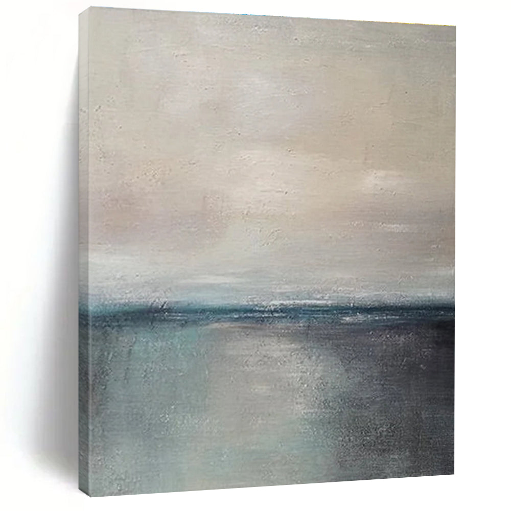 Minimalist Sea and Sky Abstract Painting for Coastal Bedroom Retreats HENG034