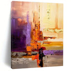 Rich Warm - Toned Abstract Cityscape Painting for Sophisticated Spaces HENG278