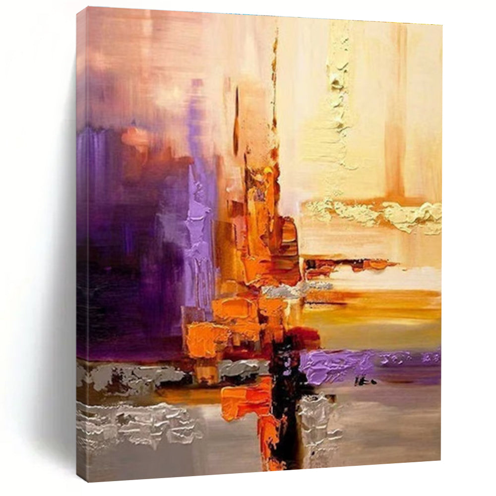 Rich Warm - Toned Abstract Cityscape Painting for Sophisticated Spaces HENG278
