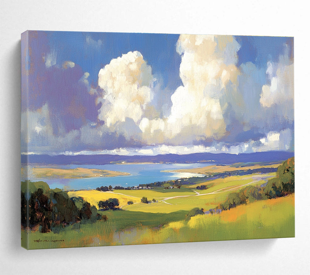 Serene Landscape with Lake and Clouds Abstract Painting ABS581