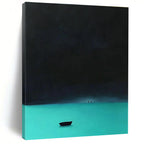 Night Lake with Boat Abstract Painting for Serene Bedroom Retreats GAB1341