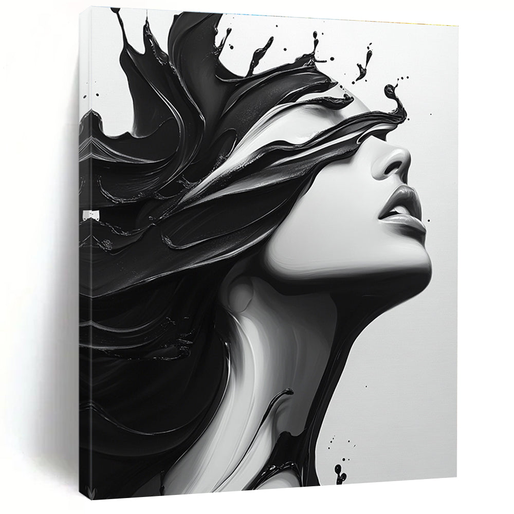 Black Ink on White Face Edgy Abstract Painting for Urban Lofts GAB1516