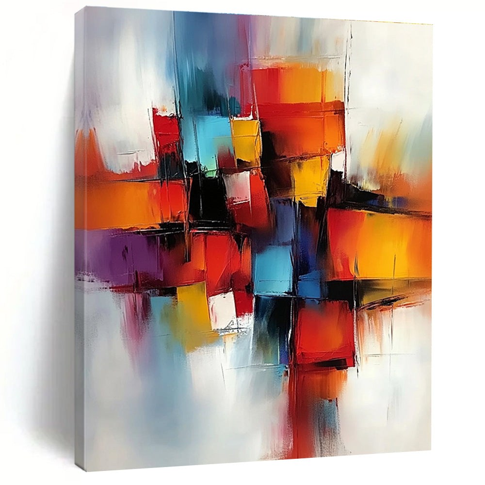 Colorful Cubic Abstract Painting with Vibrant Blocks WINK670