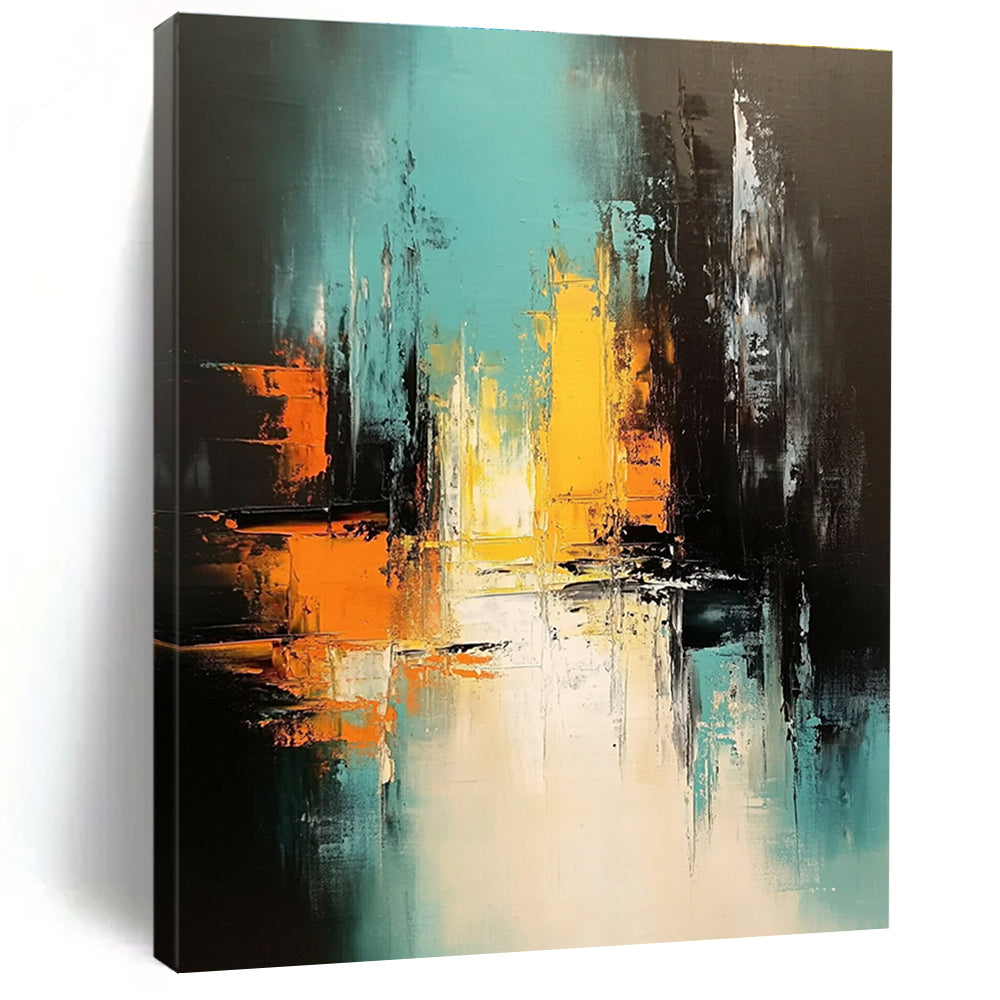 Urban Night Abstract Painting for Modern City - Lover’s Penthouses GAB0945