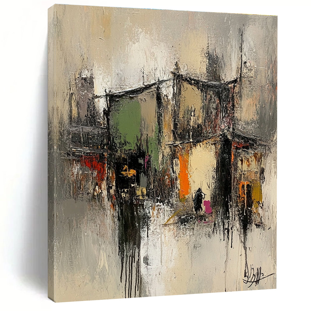 Abstract Urban Street Scene Painting for Bohemian Cafes GAB1130