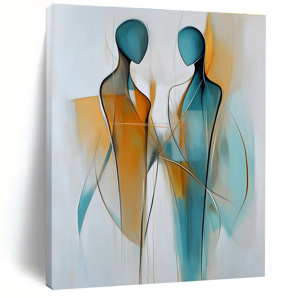 Connected Figure Abstract Painting for Community Center Gathering Spaces GAB1178