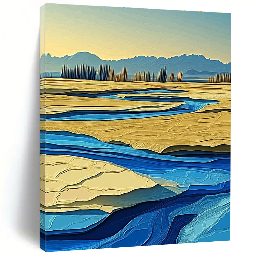 River in Desert Colorful Abstract Painting for Eclectic Spaces GAB1485