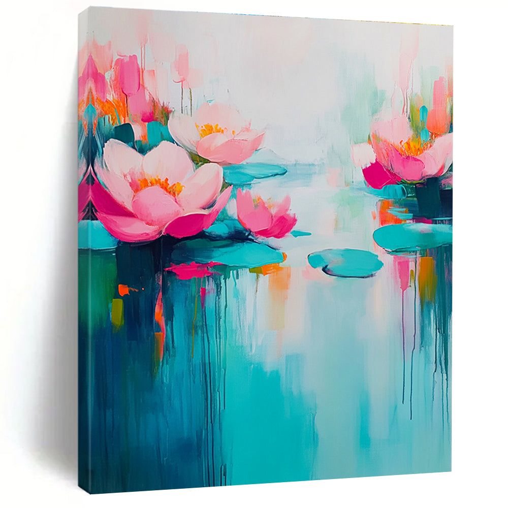 Pink Lotus Abstract - Serene Botanical Abstract Painting GAB0488