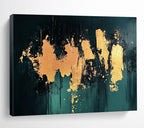 Gold Splash on Green Abstract Painting with Luxurious Accents ABS418