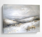 Textured Gray Landscape Abstract Painting with Subtle Gold Accents ABS243