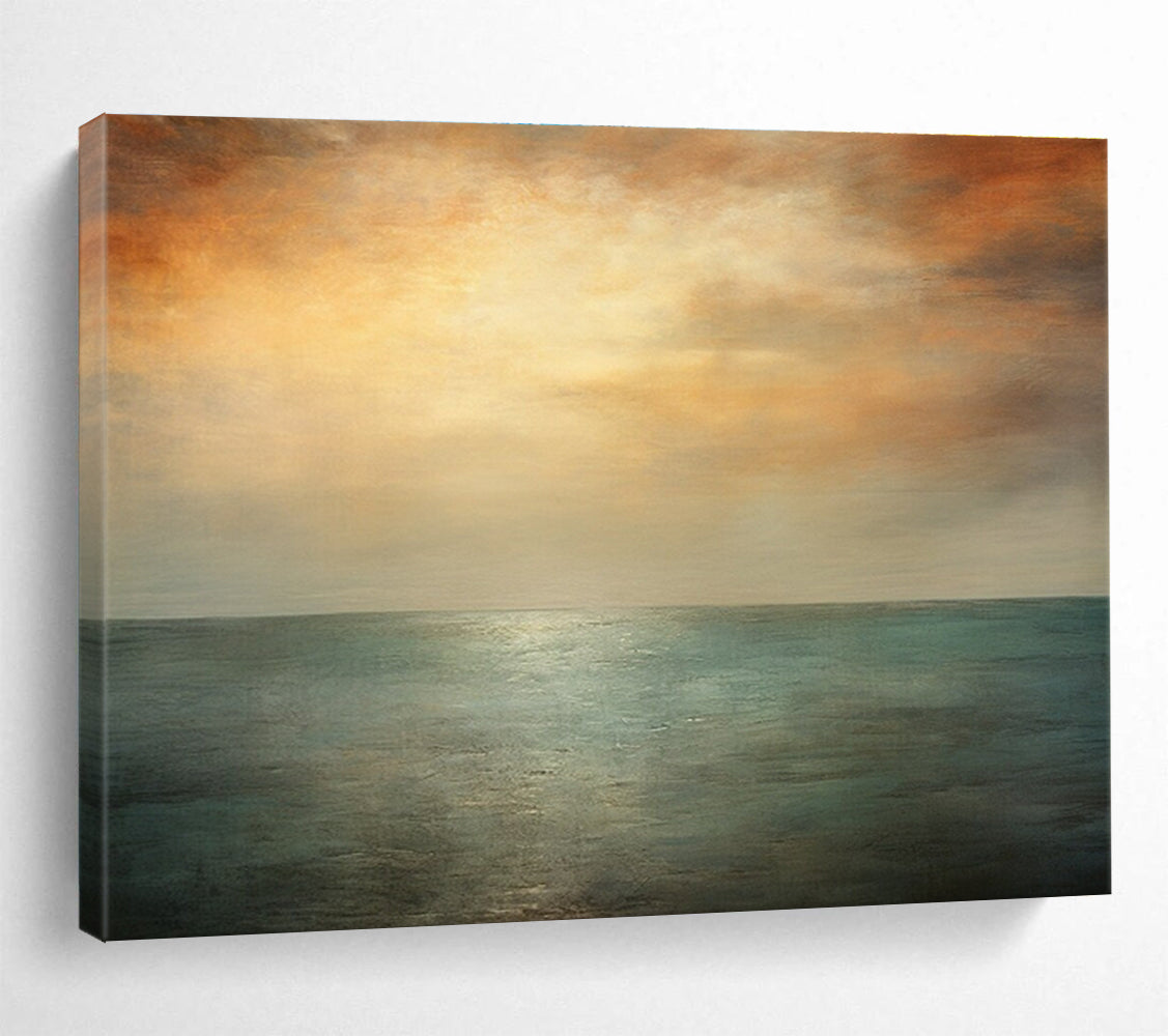 Sunset Over Sea Abstract Painting for Coastal Vibes YHT010