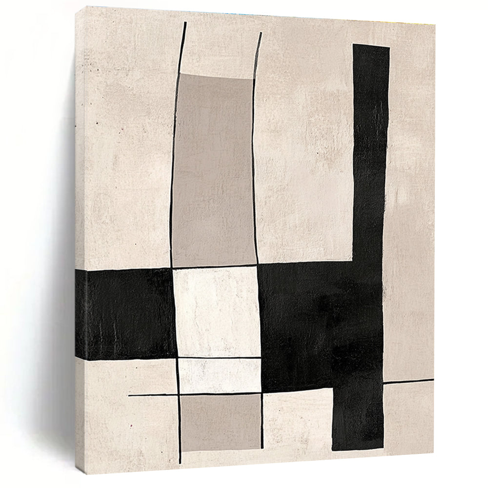 Monochrome Geometric Abstract Painting with Clean Lines WINK609