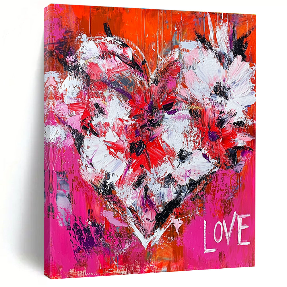 Abstract Floral Heart Painting for Love - Themed Cafes GAB1146