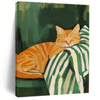 Sleeping Orange Cat Abstract Painting of Cozy Feline Charm GAB0150