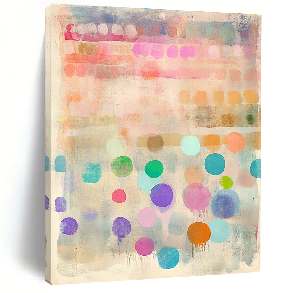 Colorful Dots and Stripes Abstract Painting of Joyful Rhythm GAB0179