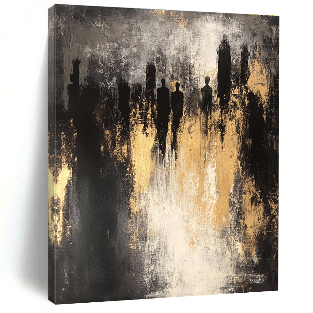 Silhouettes in Gold and Gray Abstract Painting for Modern Art Galleries GAB0836