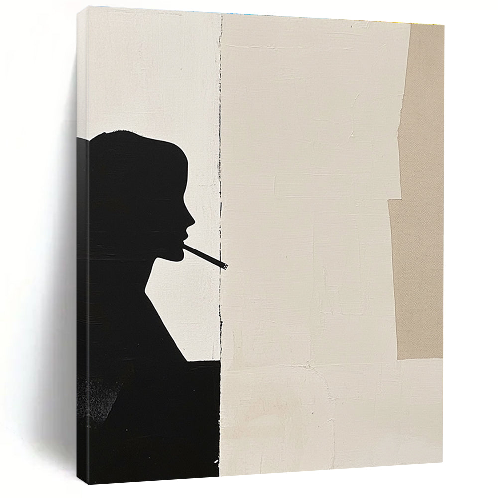 Silhouette with Cigarette Stylish Abstract Painting for Urban Lofts GAB1534