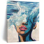 Blue Ocean Wave - Masked Face Abstract Painting for Contemporary Art Galleries HENG347