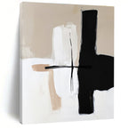 Beige Black White Abstract Painting with Minimalist Charm WINK668