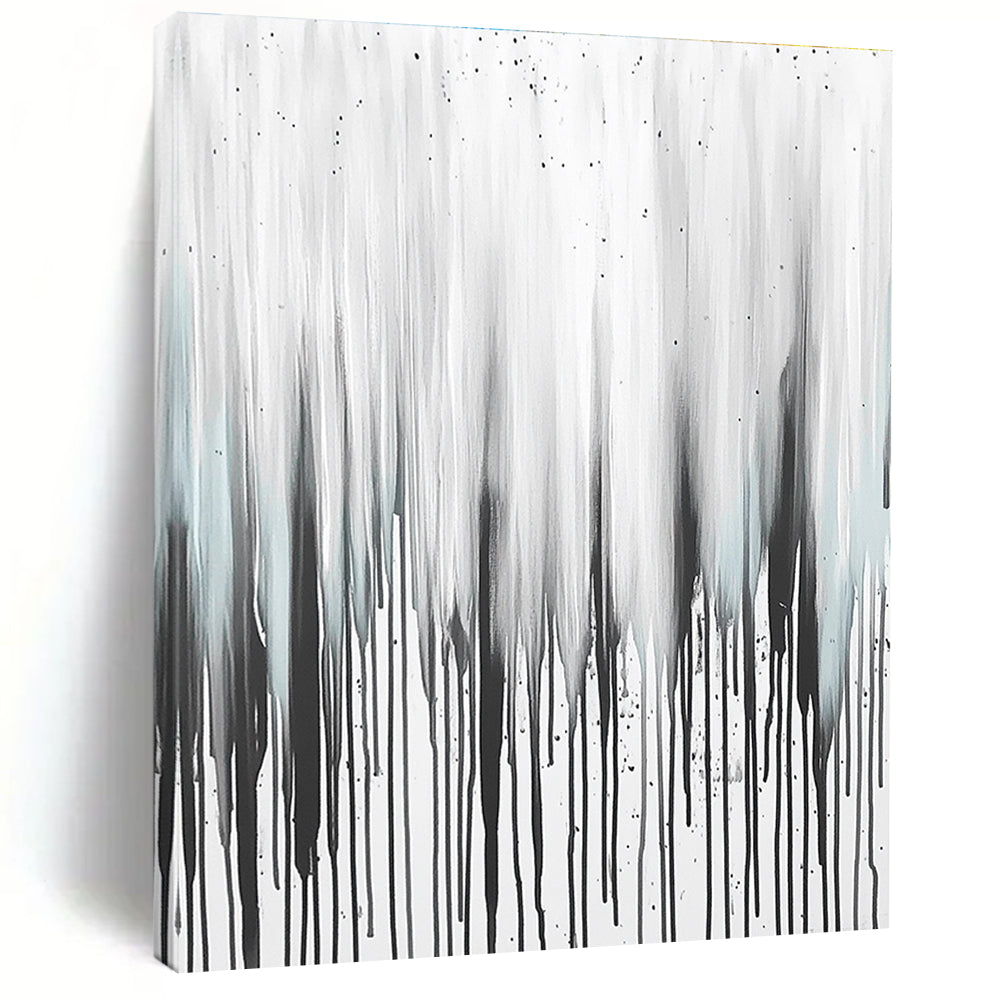 Gray and Black Dripping Paint Abstract Painting for Industrial - Chic Bars GAB0819