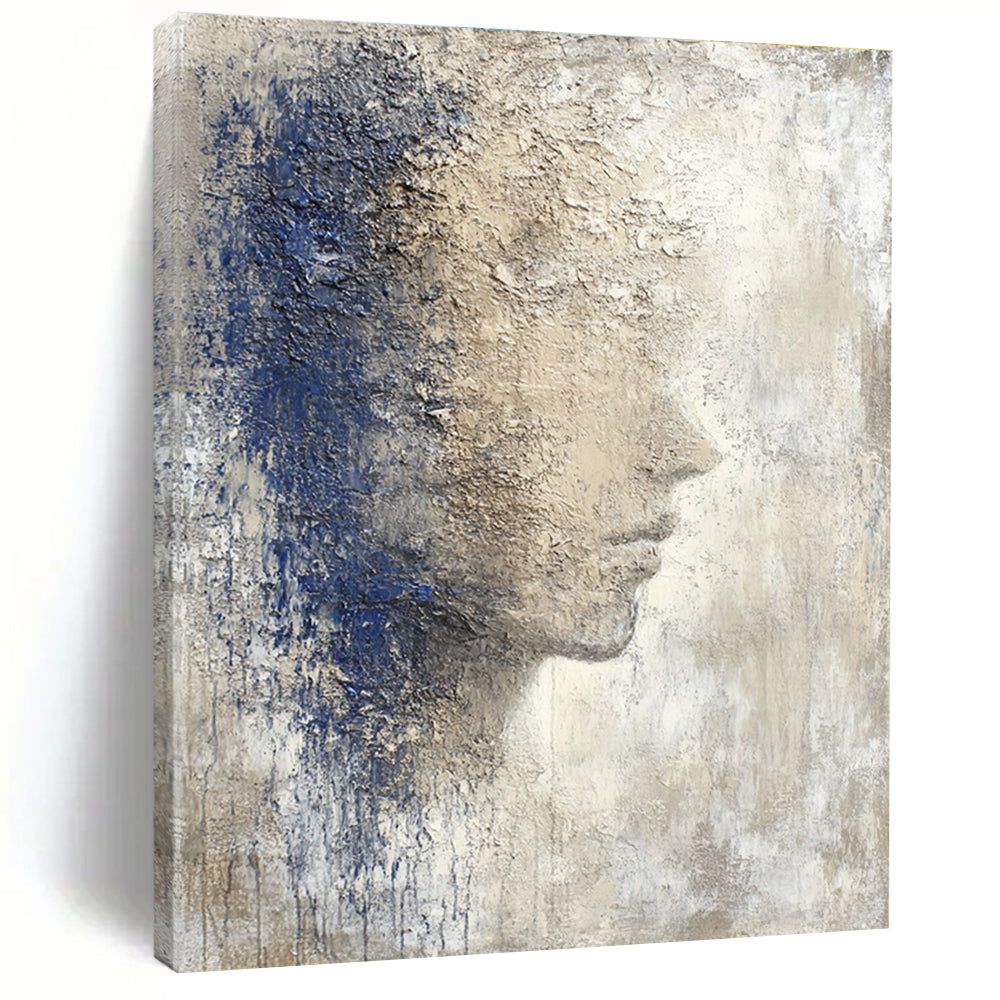 Textured Face Abstract Painting for Thoughtful Library Reading Nooks GAB1190