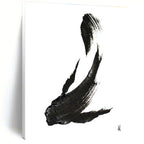 Minimalist Black Ink Fish Painting for Zen - Inspired Home Offices HENG181