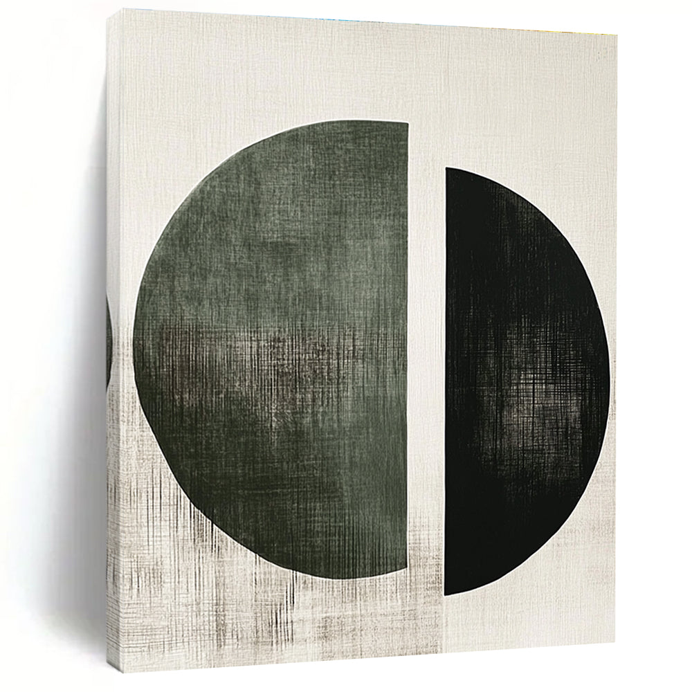 Split Circle Shapes Abstract Painting with Minimalist Geometry WINK131