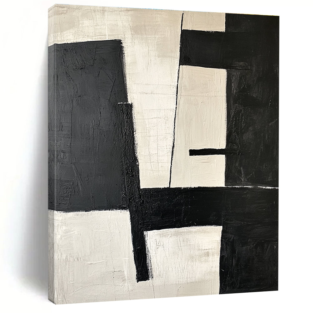 Black and White Minimalist Abstract Painting for Scandinavian - Style Homes GAB0885