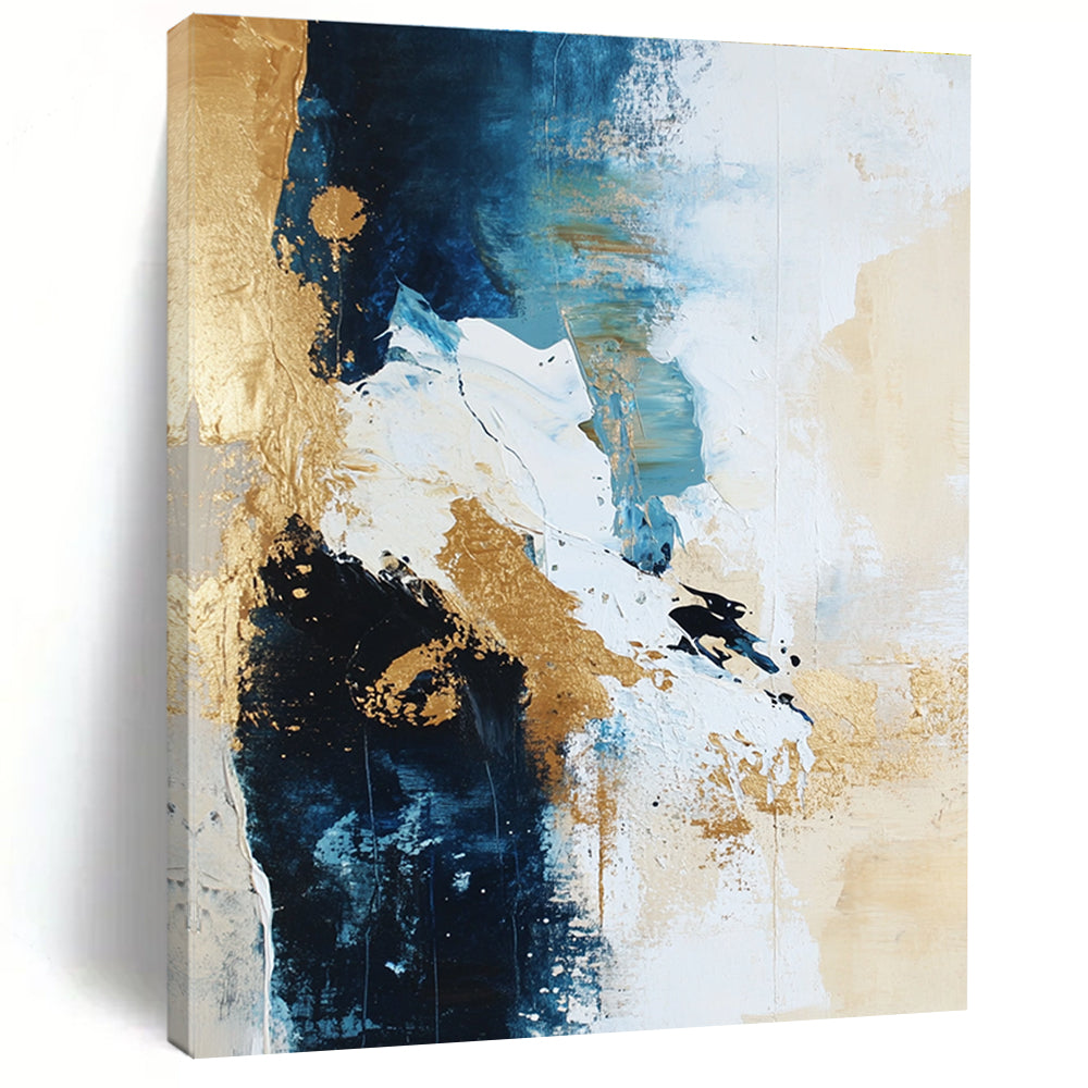 Blue Gold Abstract Painting with Dynamic Elegance WINK723
