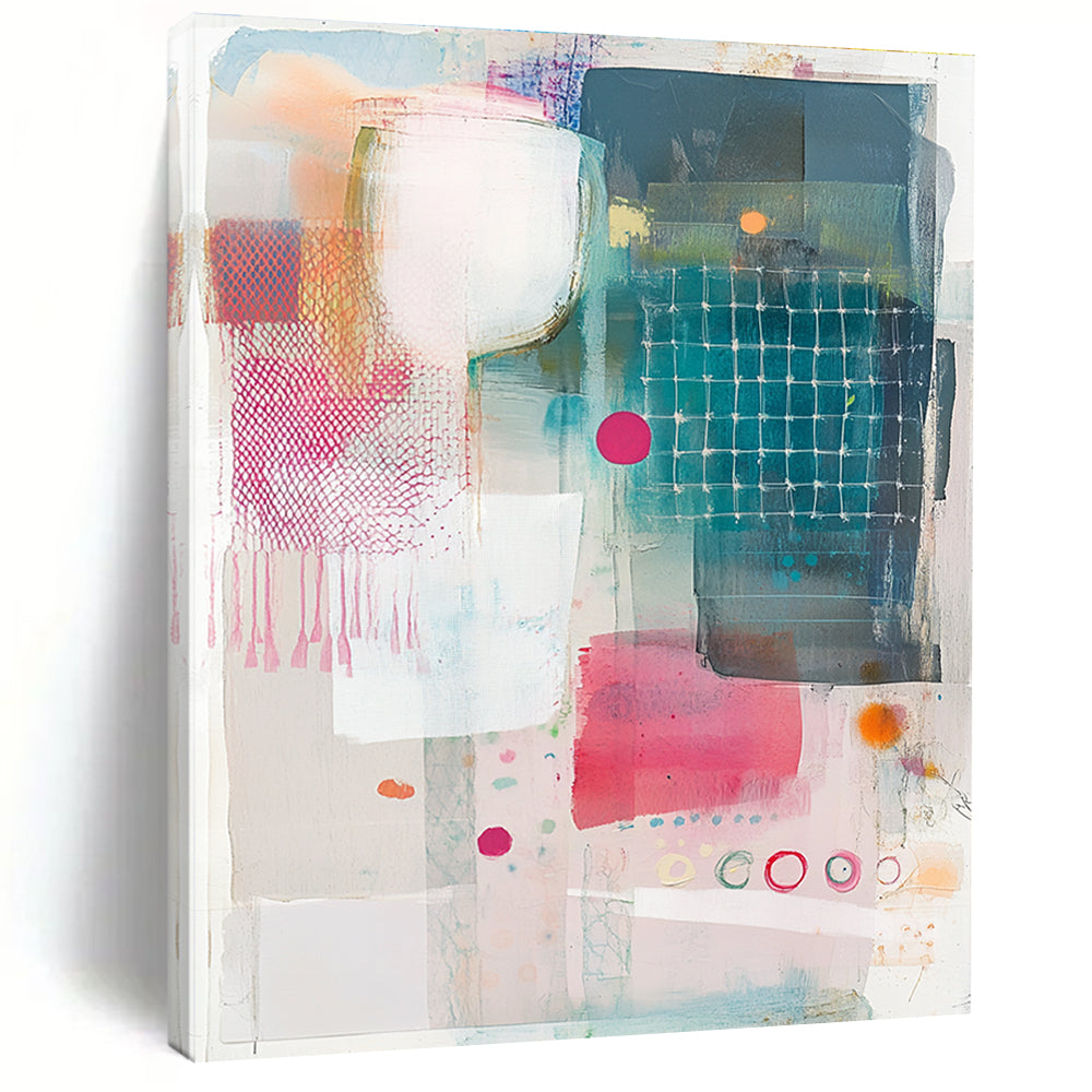 Mesh and Shape Collage Textured Graphic Abstract Painting GAB0247