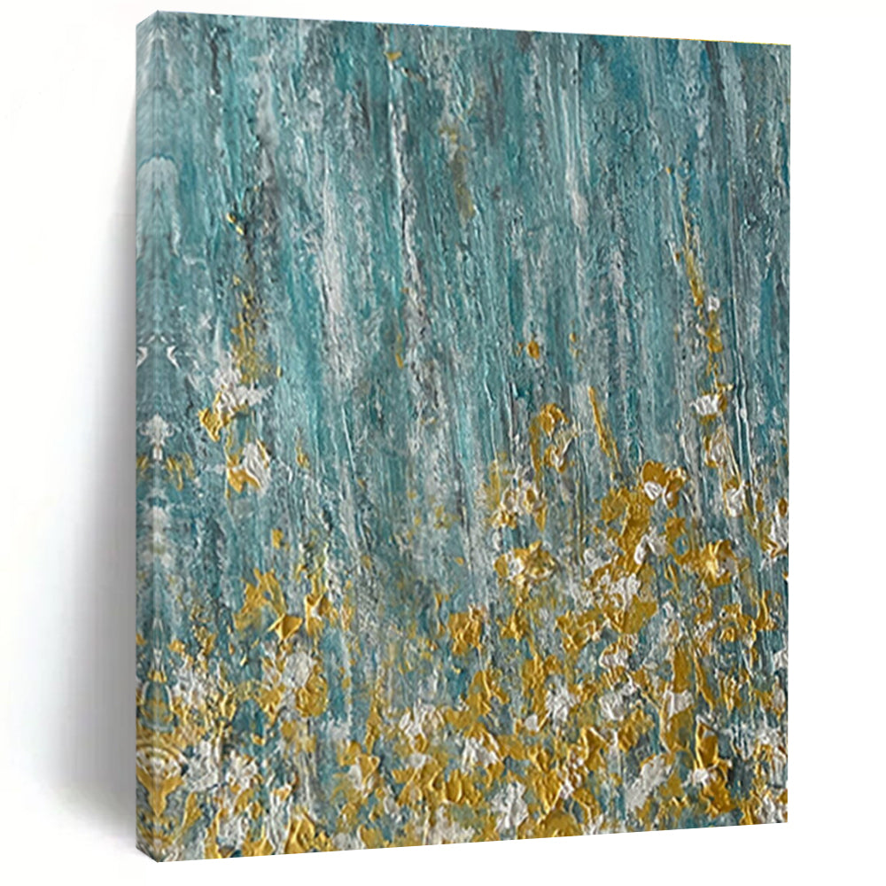 Teal with Gold Flecks Abstract Painting for Luxe Spa Retreats HENG462