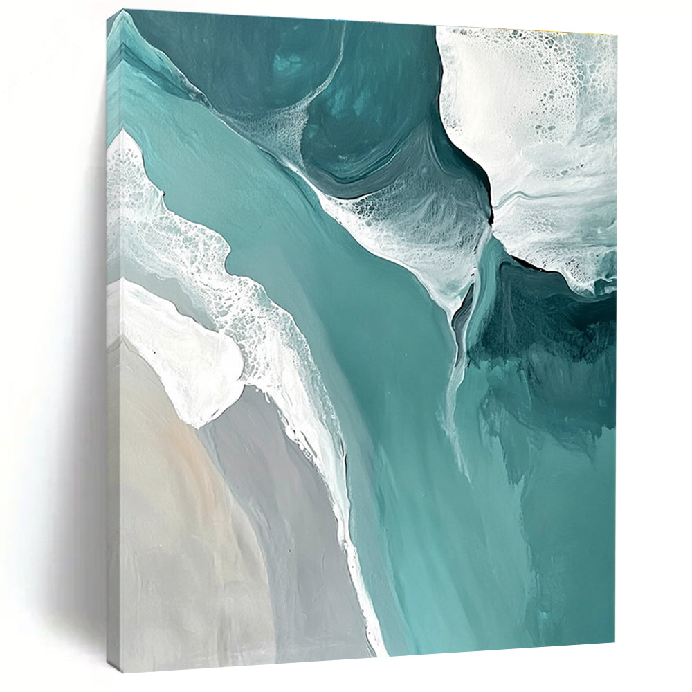 Turquoise Beach Abstract Painting for Luxury Coastal Villas GAB1021