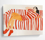 Figure on Striped Sofa in Red and White ABS089