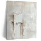 Textured White Square Minimalist Abstract Painting GAB0314