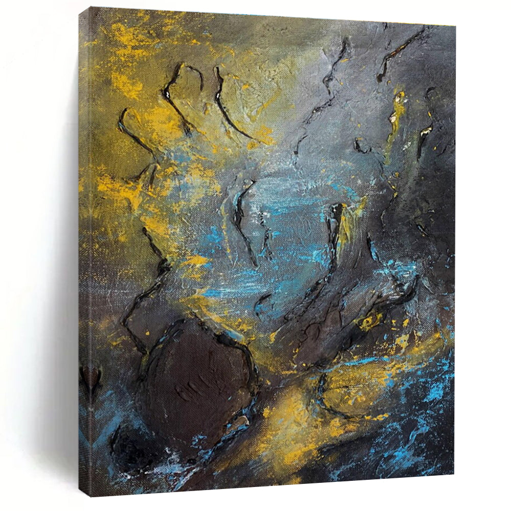 Textured Dark Abstract Painting for Industrial - Chic Lofts HENG471