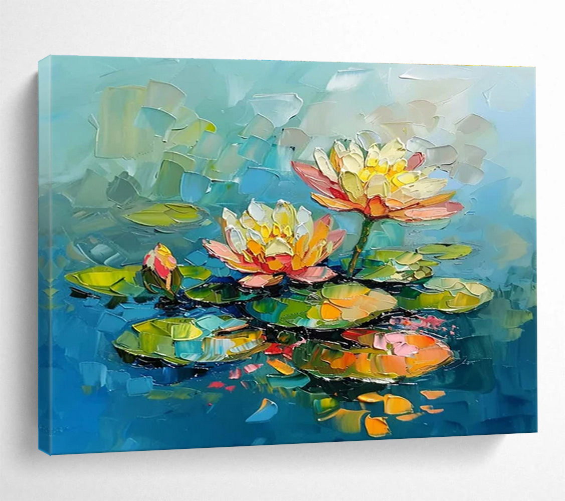 Water Lilies Colorful Abstract Painting for Tranquil Spaces YHT087