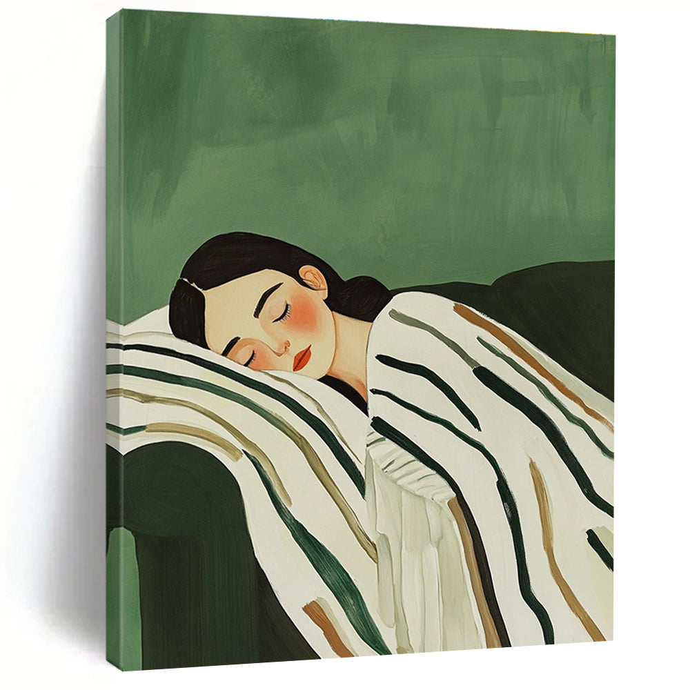 Sleeping Woman on Sofa - Serene Figurative Abstract Painting GAB0423