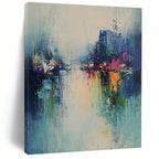 River Cityscape Abstract Painting for Modern - Styled Lofts GAB1044