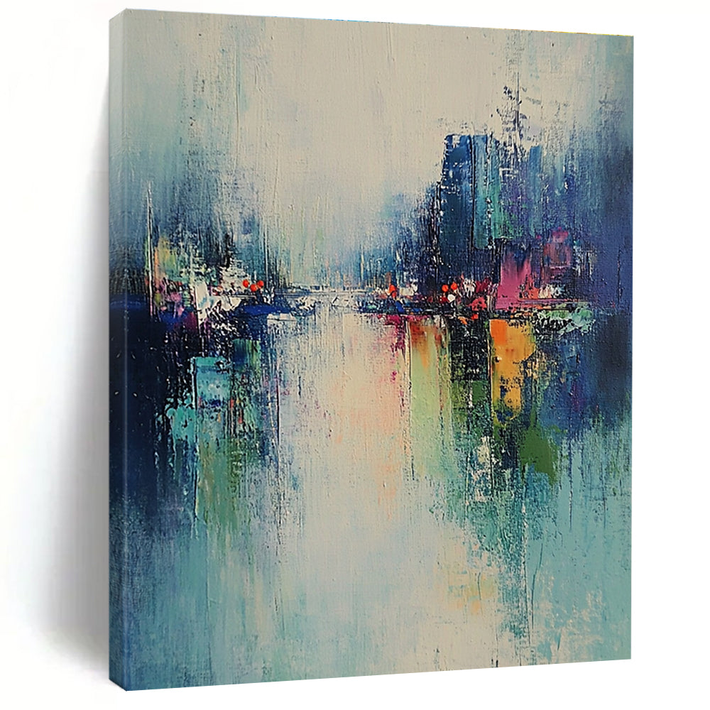 River Cityscape Abstract Painting for Modern - Styled Lofts GAB1044