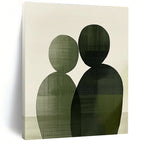 Green Silhouette Couple Abstract Painting of Subtle Togetherness GAB0211