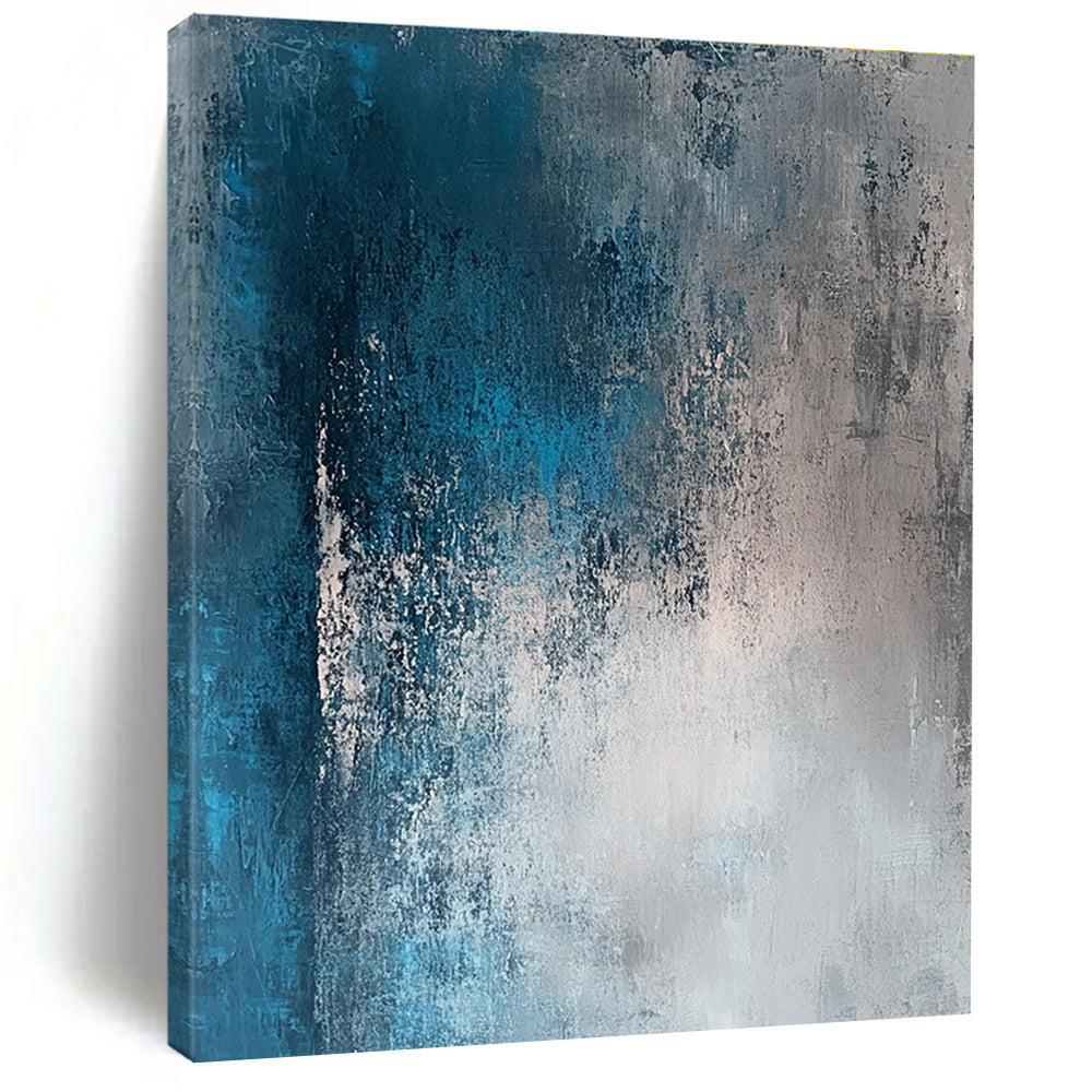 Blue - Gray Textured Abstract Painting with Subtle Depth WINK213