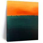 Dark Green and Orange Horizon Abstract Painting with Subtle Drama WINK223